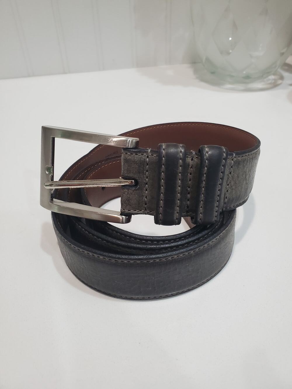 Allen Edmonds Gray Leather Belt size 36